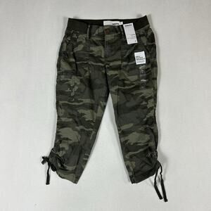 Sonoma NEW Capris Cargo Pants Women's 4 Green Camo Pockets Gorpcore Streetwear